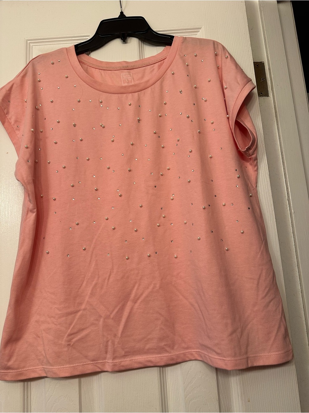 Berkeley Jensen Women's Pink Short Sleeve Tee with Rhinestone Accents